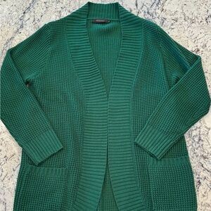 ZESICA Emerald Green Waffle Knit Open Front Cardigan Size Large